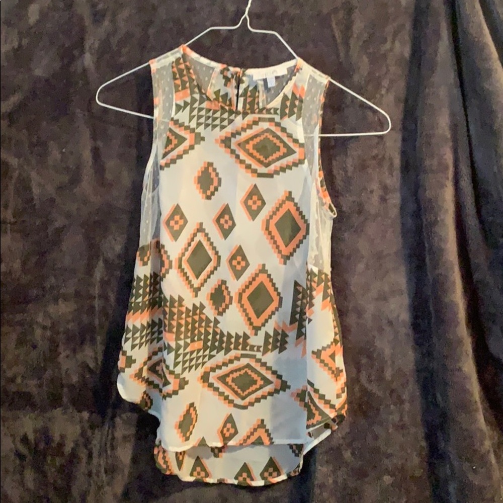 Beautiful Aztec sheer blouse